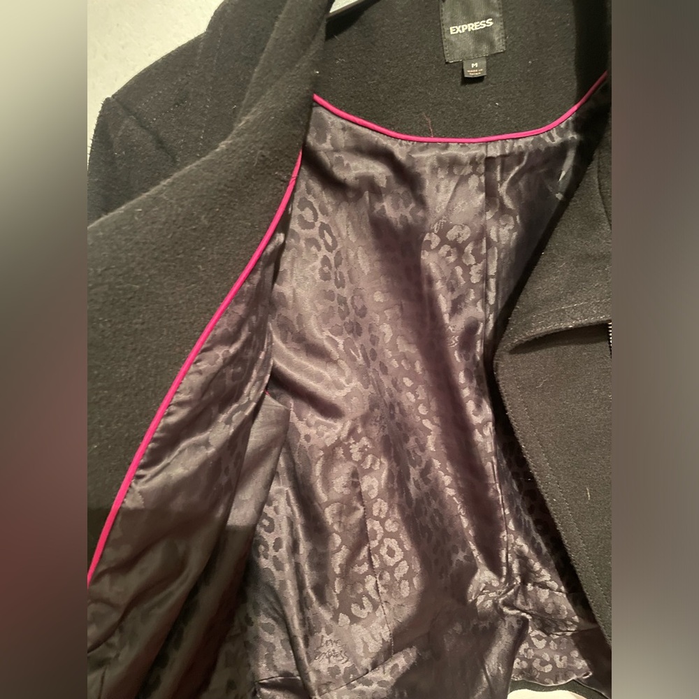 Black Express Jacket With Leopard Print Lining, S… - image 2
